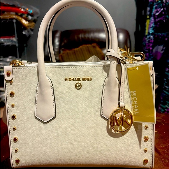 Michael Kors Maple Optic White Women Leather Satchel NWT - Picture 1 of 11